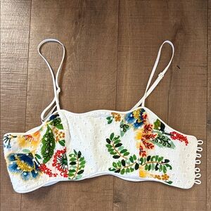 FARM Rio White Crop Top with Colorful Floral Design